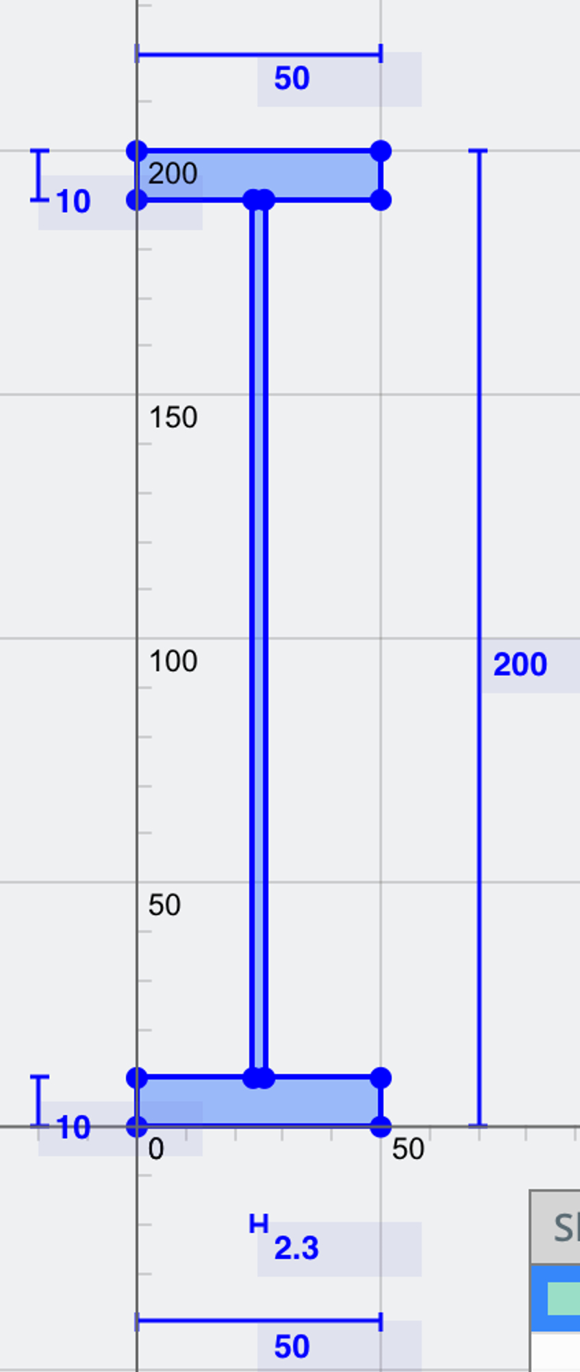 Calculate the shear stress in an I beam with a