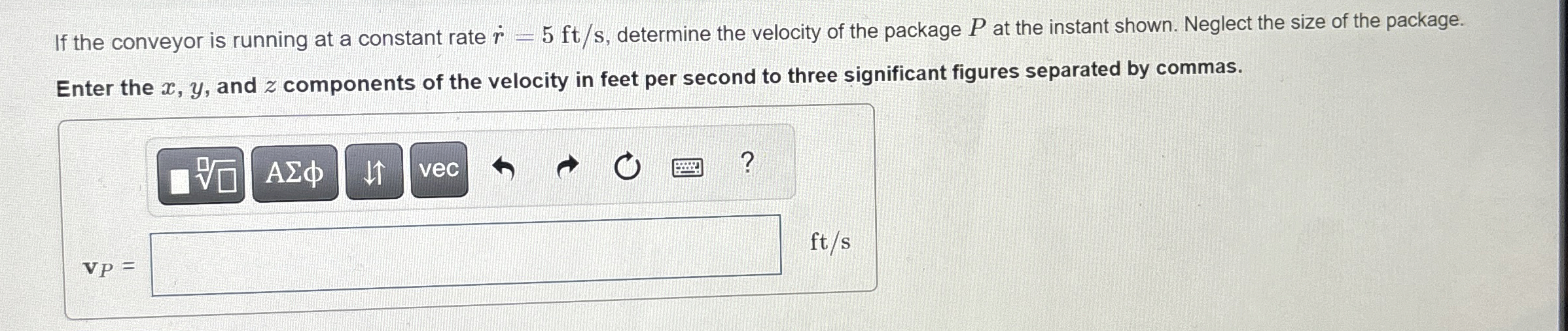 If the conveyor is running at a constant rate r =
