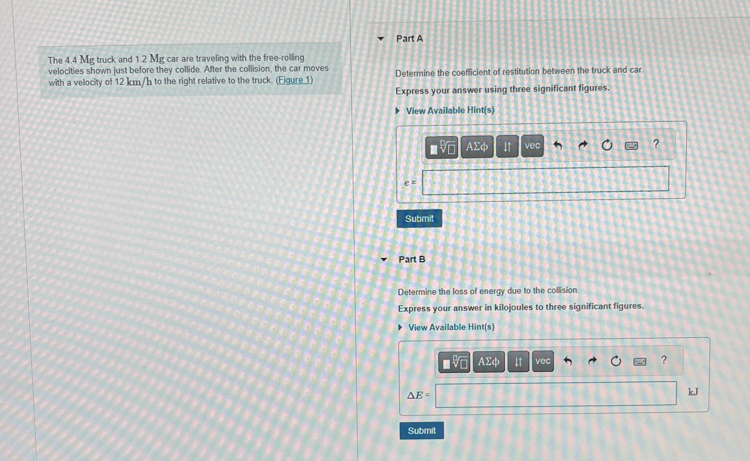 The 4 . 4 Mg truck and 1 . 2 Mg car are traveling