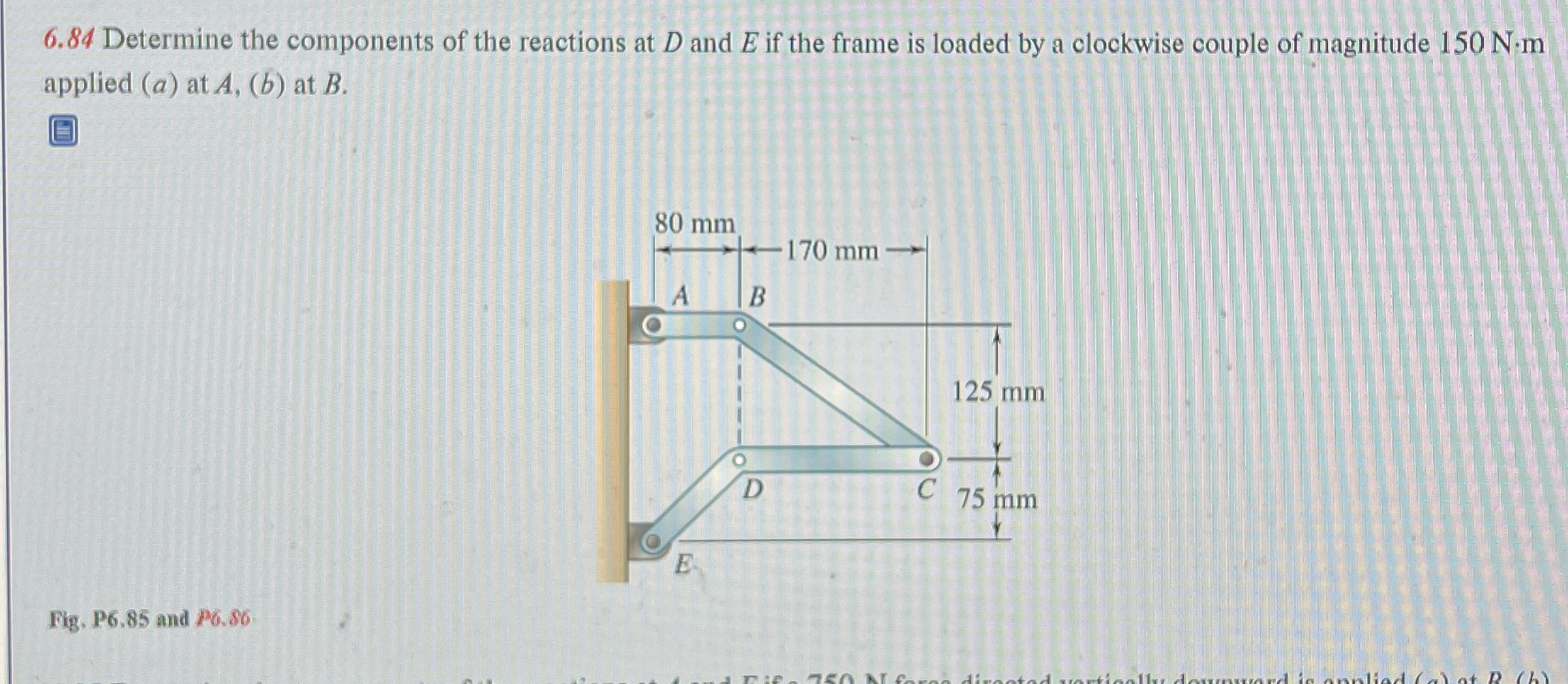 6 . 8 4 Determine the components of the reactions