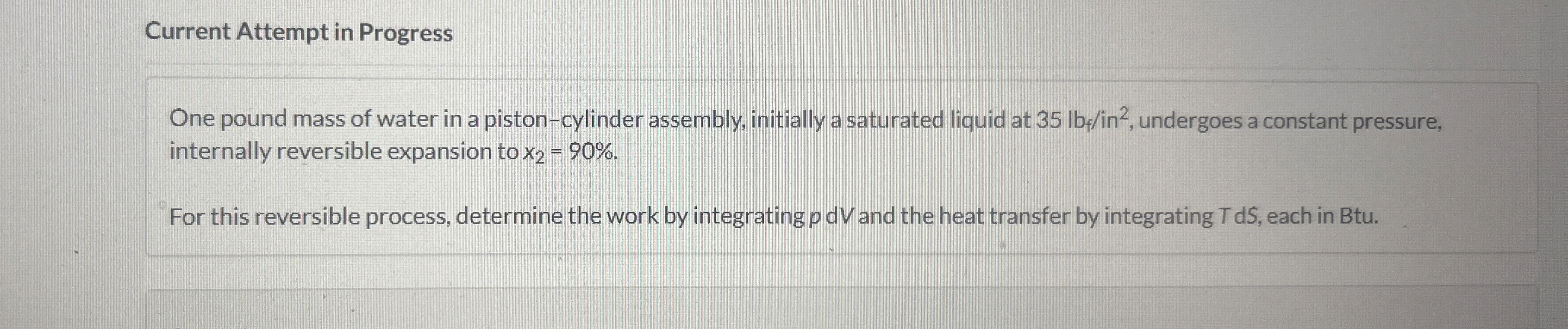 Current Attempt in Progress One pound mass of