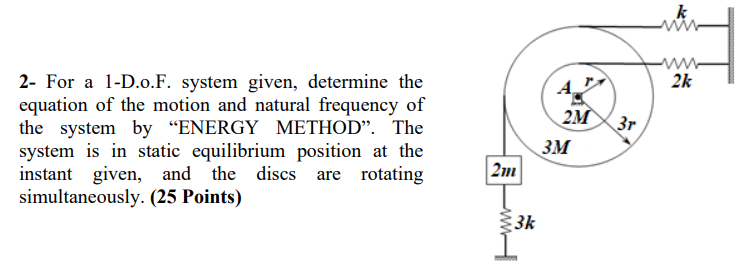 For a 1 - D . o . F . system given, determine the