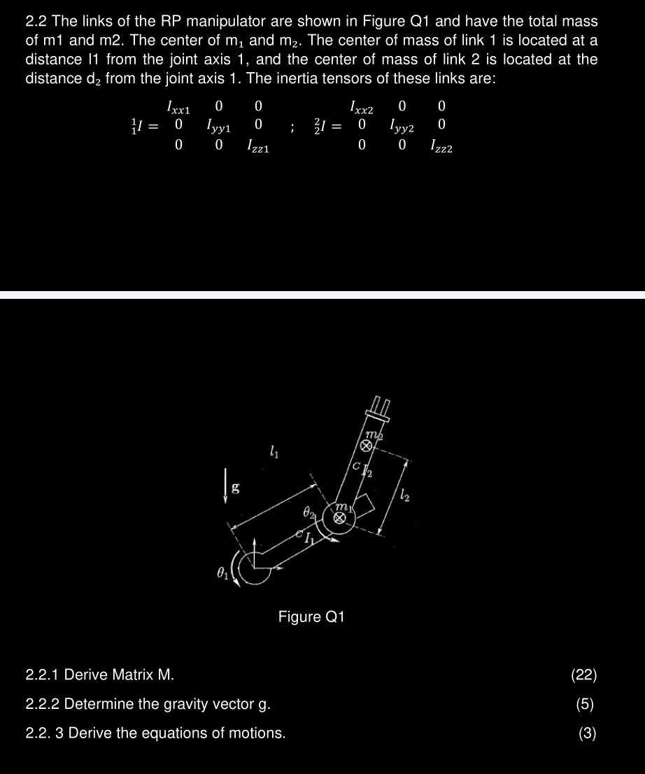 2 . 2 The links of the RP manipulator are shown