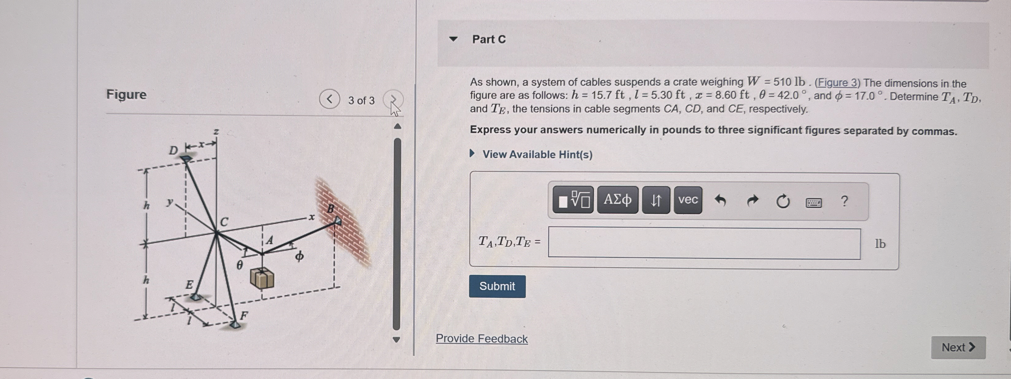 Figure Part C As shown, a system of cables