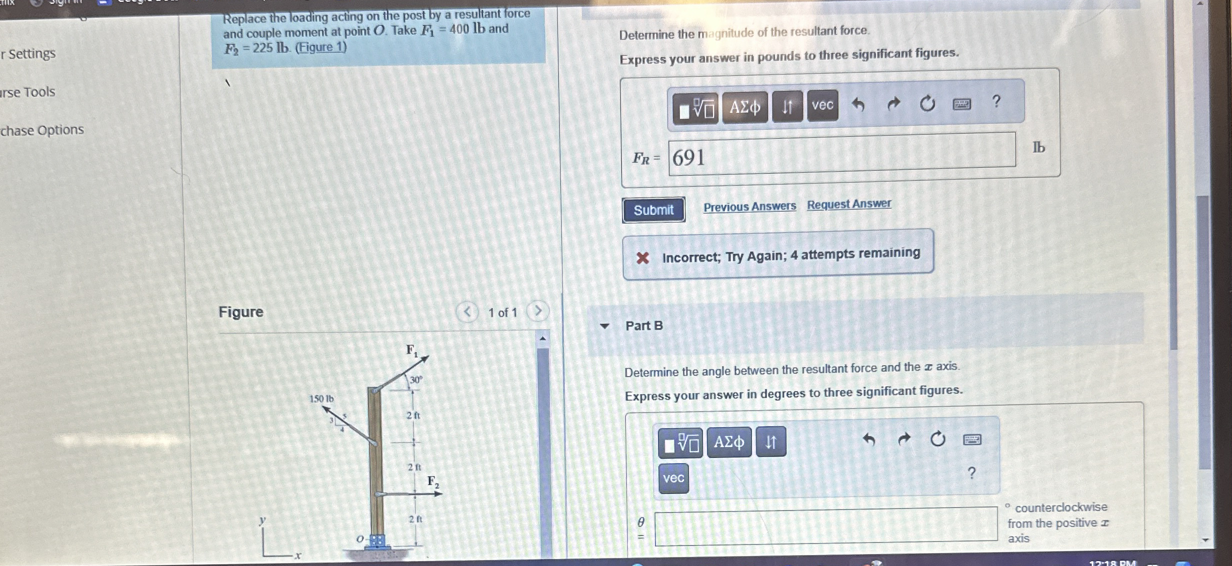 Replace the loading acting on the post by a