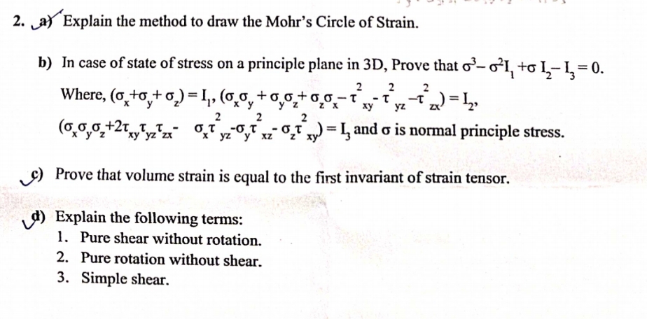 a ) Explain the method to draw the Mohr's Circle