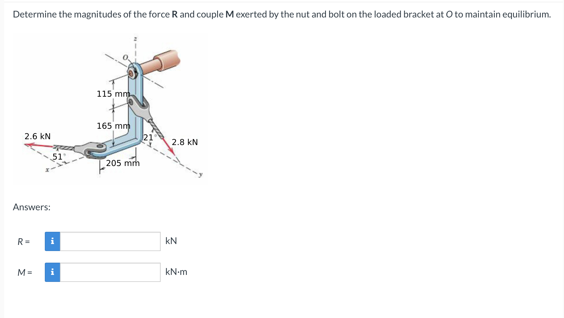 Determine the magnitudes of the force \ ( \