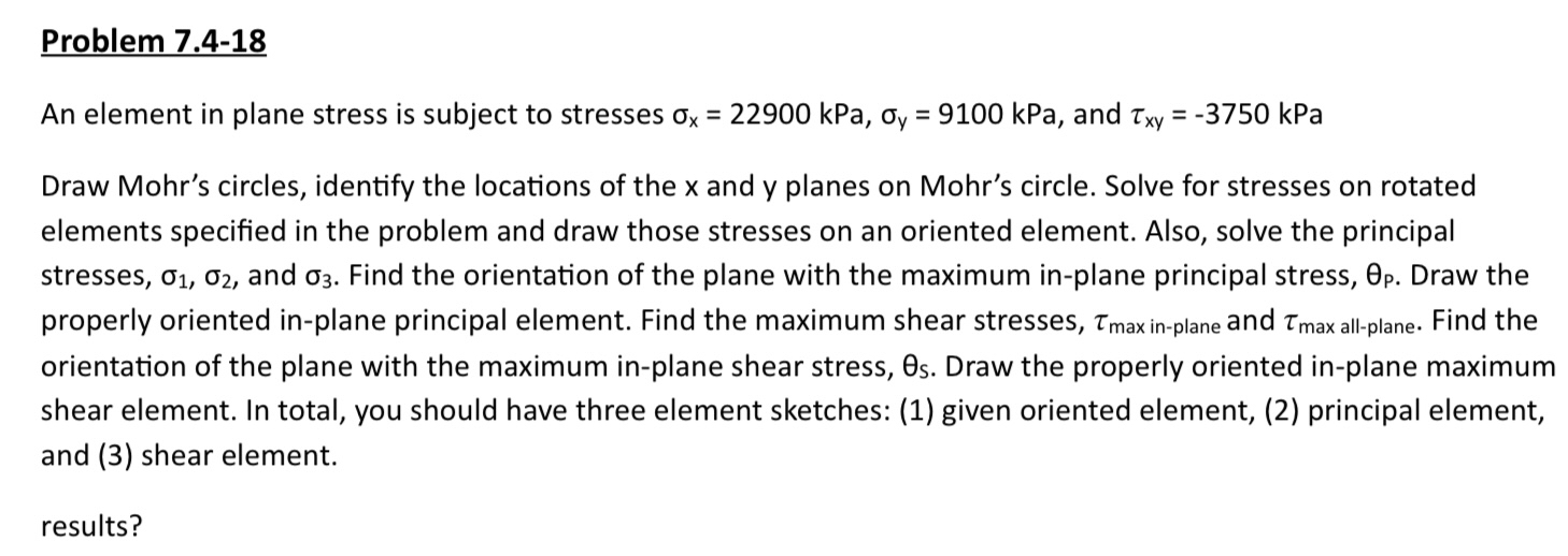 Problem 7 . 4 - 1 8 An element in plane stress is
