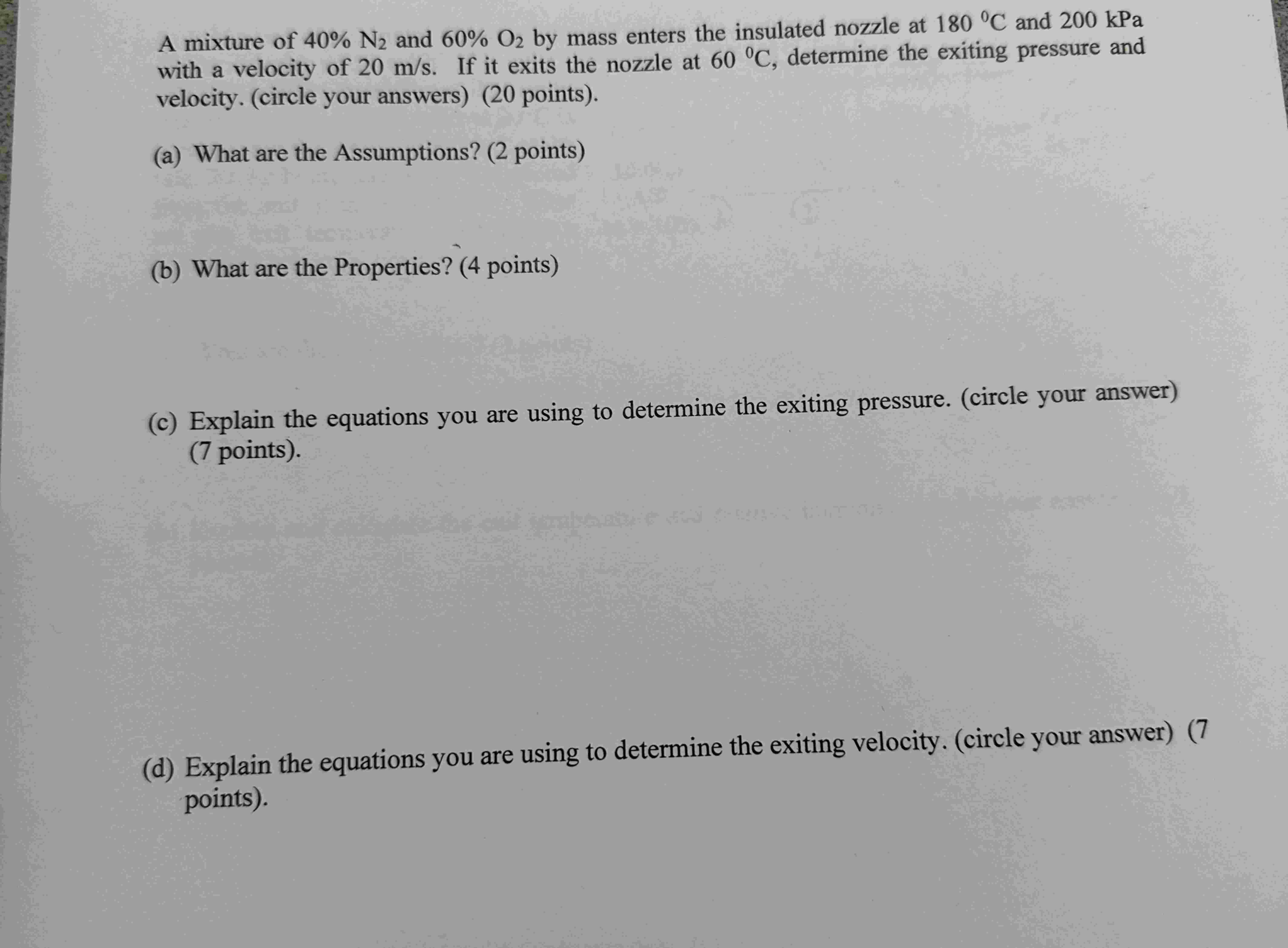 A mixture of 4 0 % N 2 and 6 0 % O 2 by mass