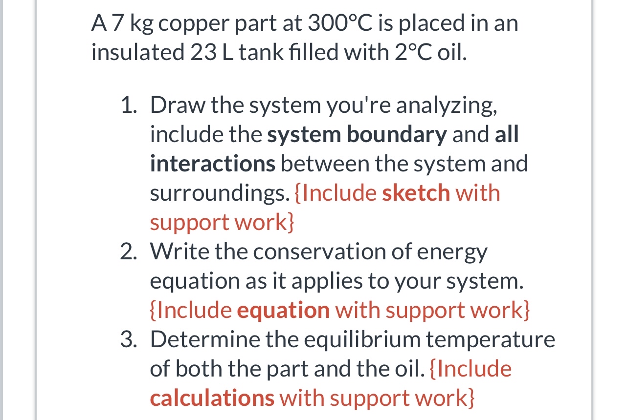 A 7 kg copper part at 3 0 0 C is placed in an