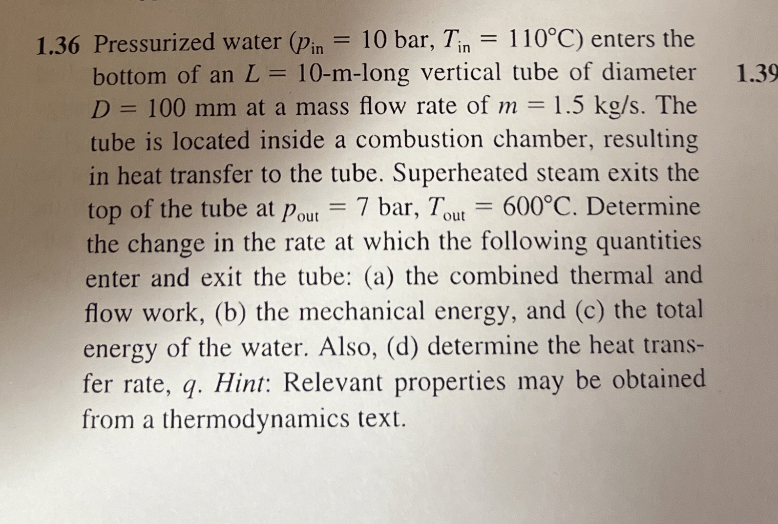 1 . 3 6 Pressurized water ( ( : p i n = 1 0 b a r