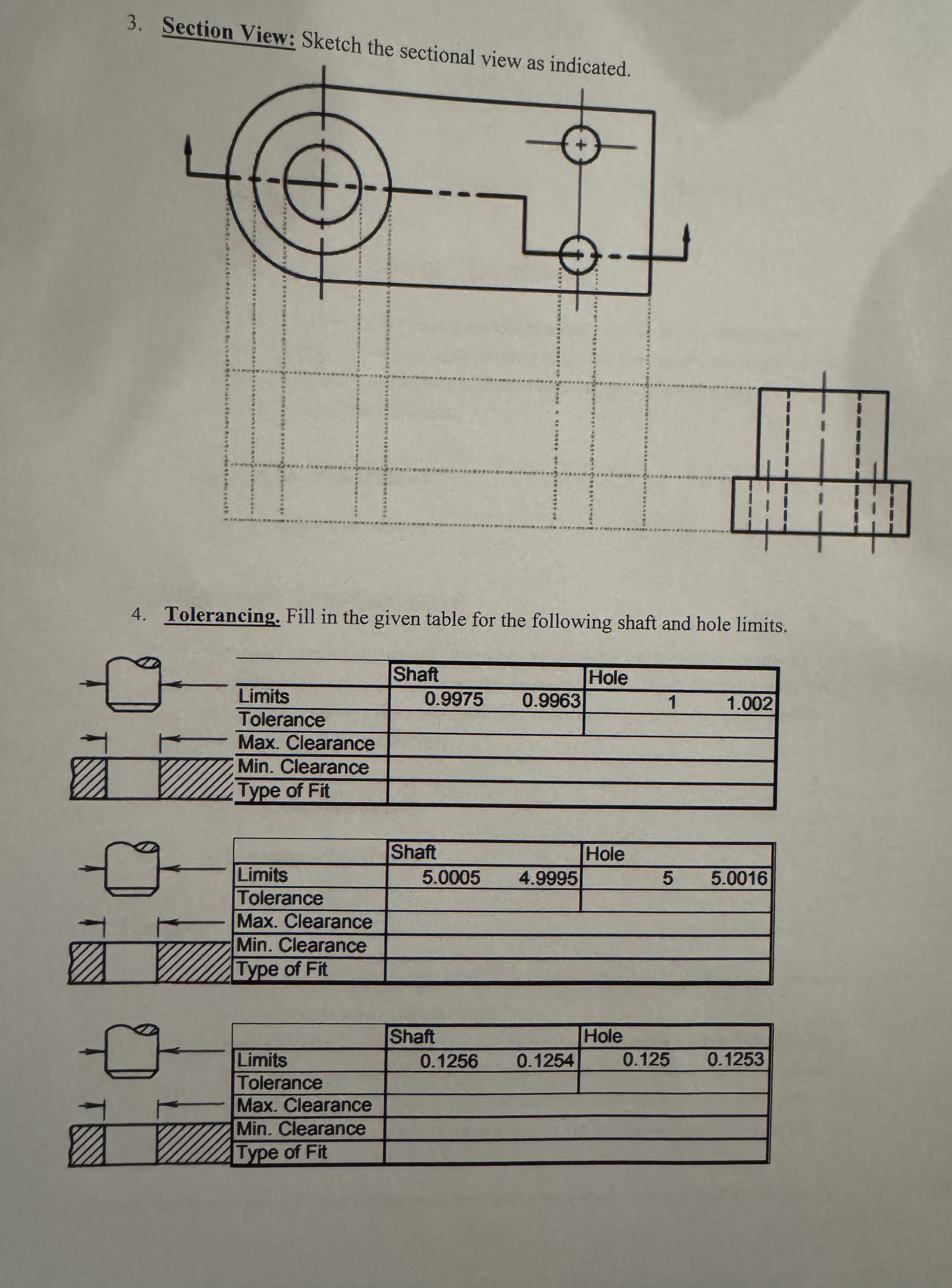 Section View: Sketch the sectional view as
