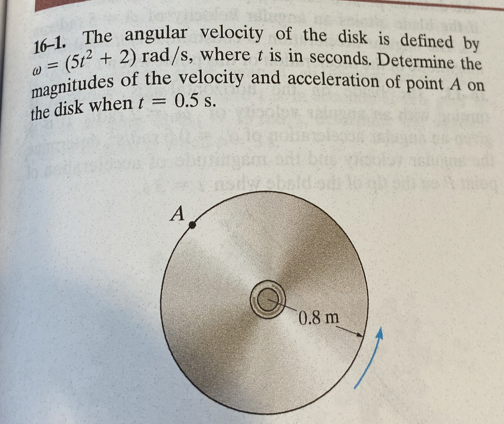 1 6 - 1 . The angular velocity of the disk is