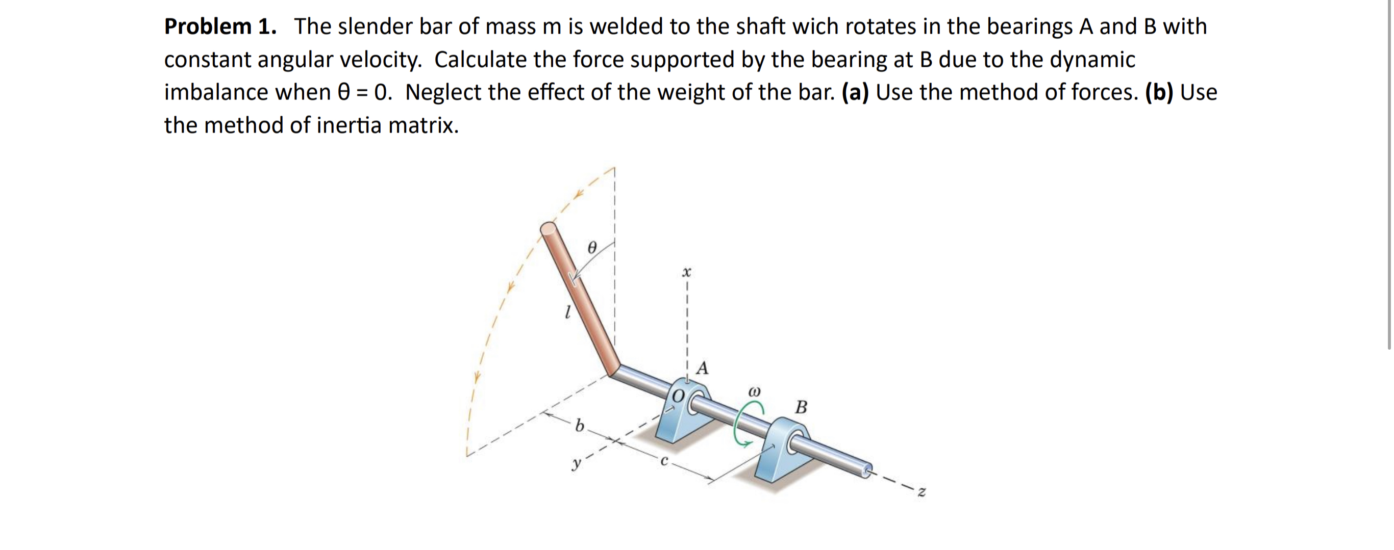 ( 4 Problem 1 . The slender bar of mass m is