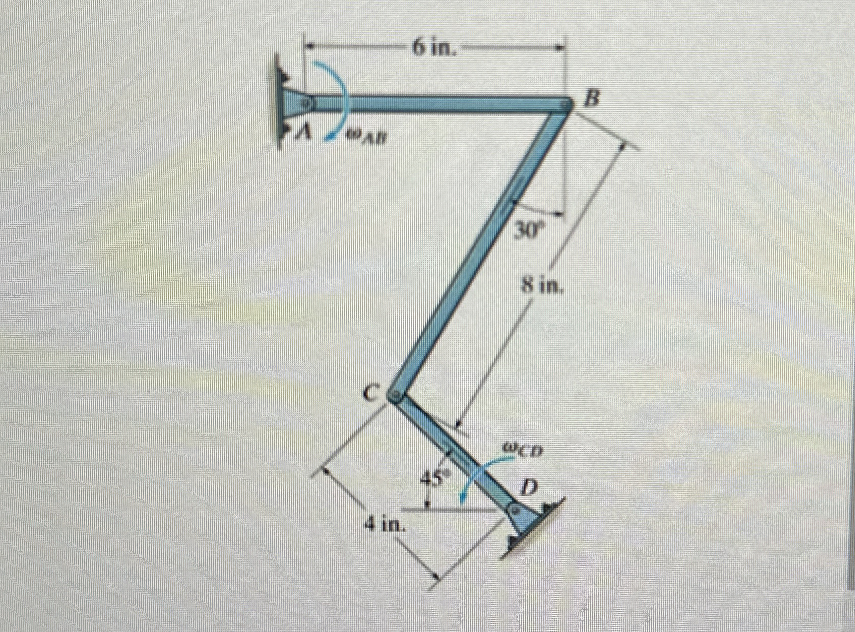 The link A B is rotating at A B = 1 . 8 r a d s ,