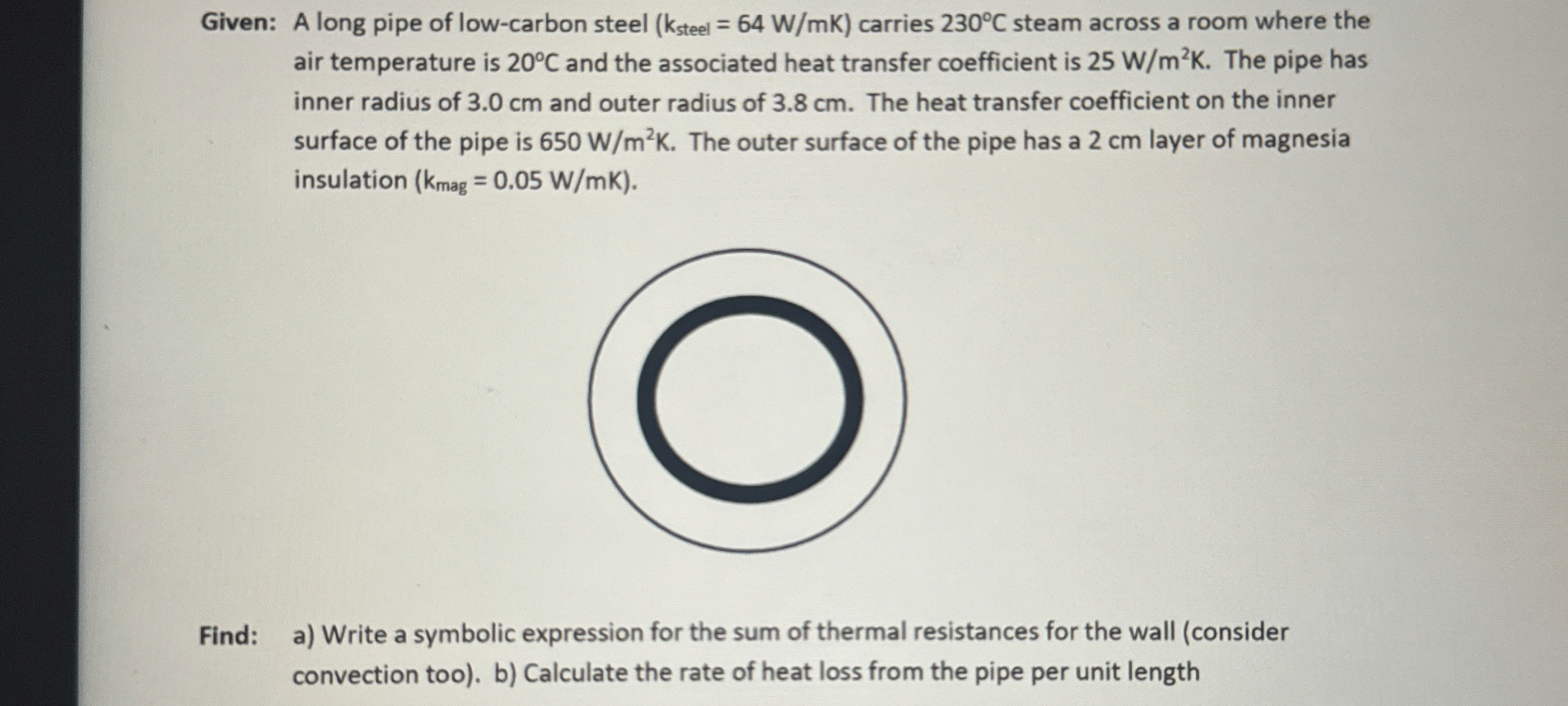 Given: A long pipe of low - carbon steel ) = ( 6