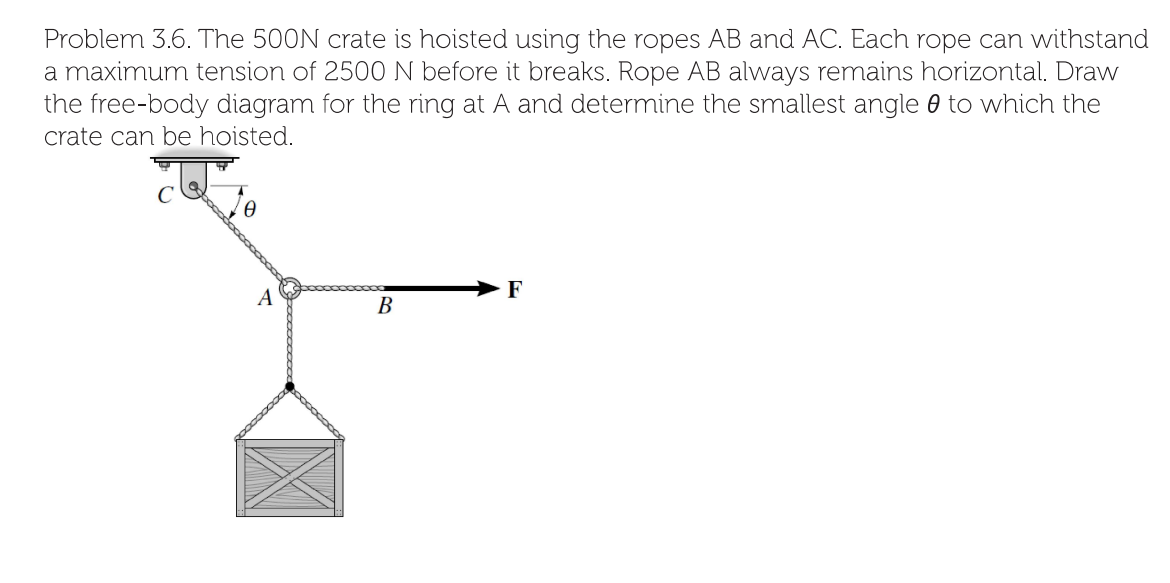 Problem 3 . 6 . The 5 0 0 N crate is hoisted