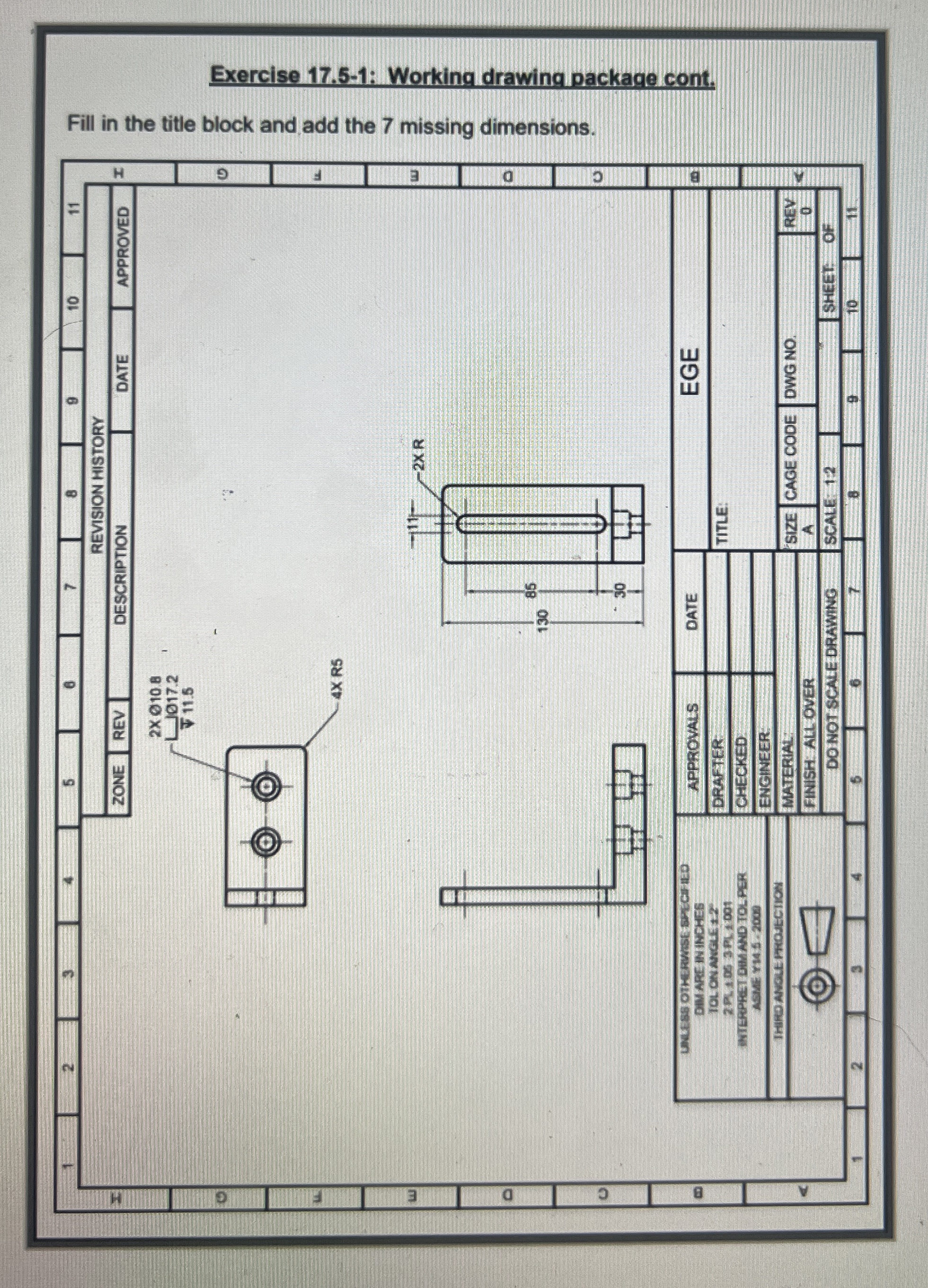 Fill in the title block and add the 7 missing