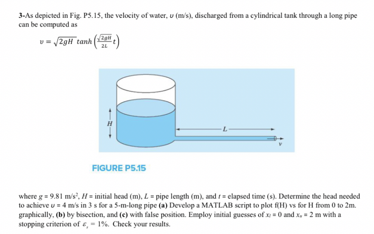 3 - As depicted in Fig. P 5 . 1 5 , the velocity