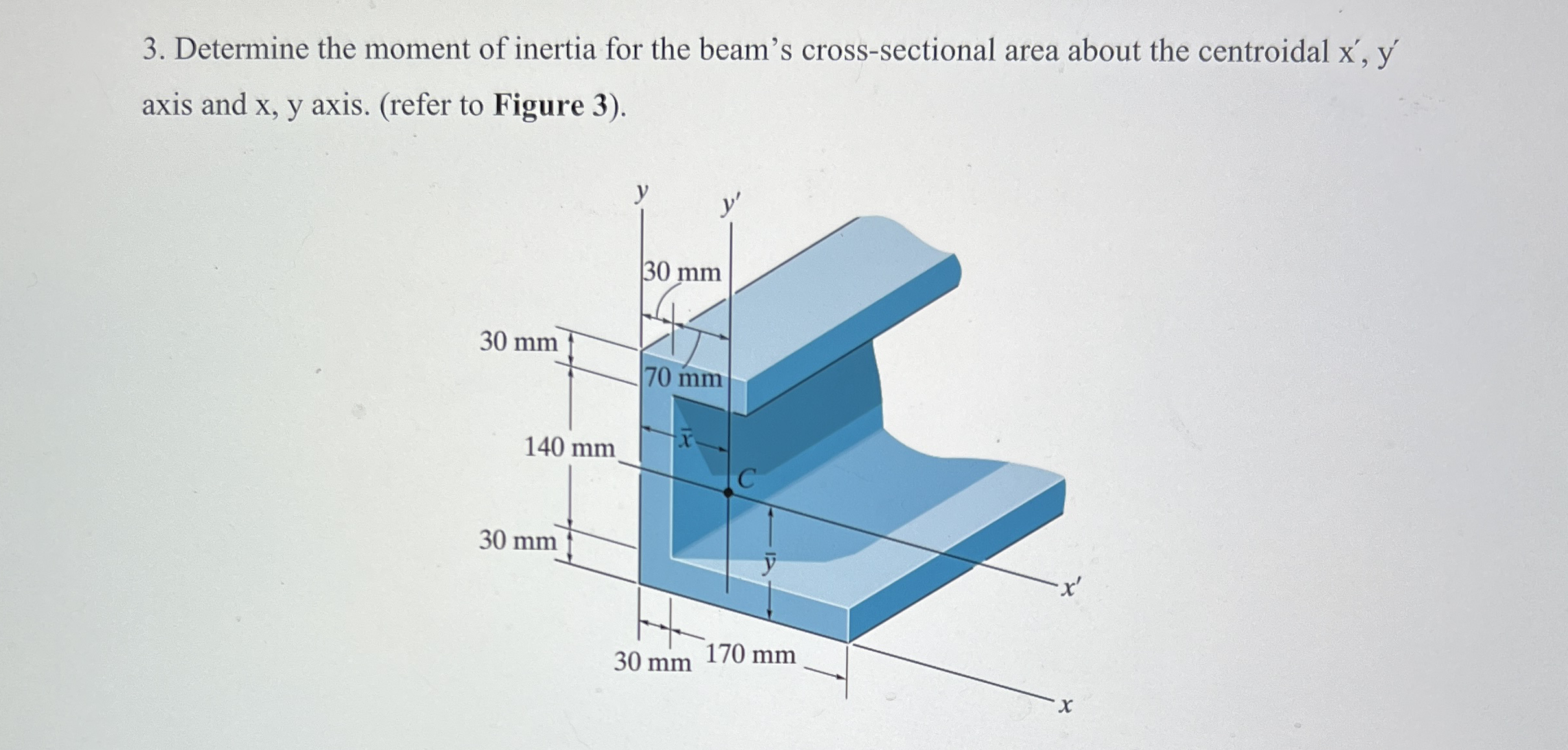Determine the moment of inertia for the beam's