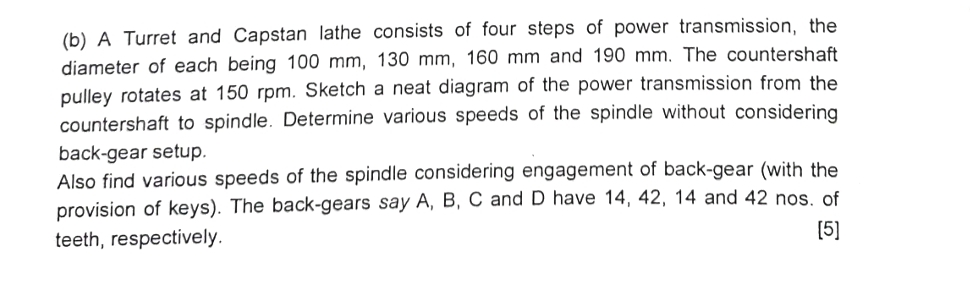 ( b ) A Turret and Capstan lathe consists of four