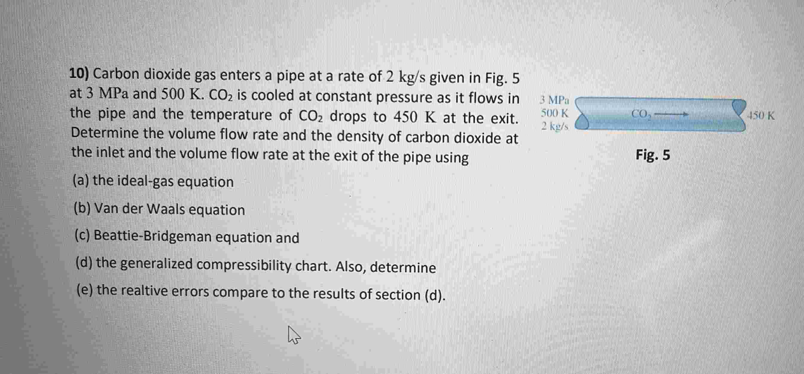 Carbon dioxide gas enters a pipe at a rate of 2