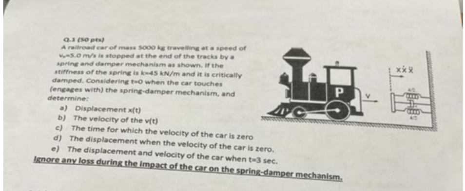 Q . 1 ( So pes ) A raitroad car of mass sooo ke