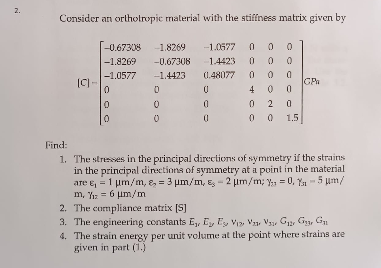 Consider an orthotropic material with the