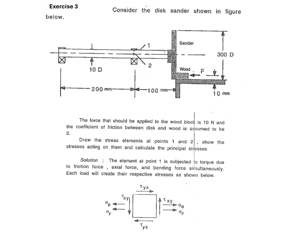 Exercise 3 below. Consider the disk sander shown