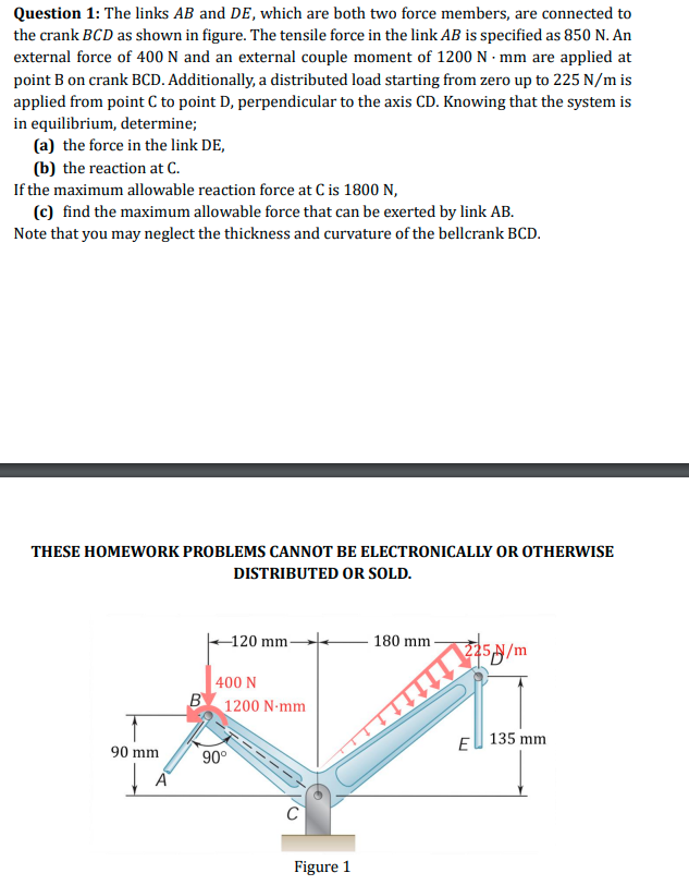Question 1 : The links AB and DE , which are both