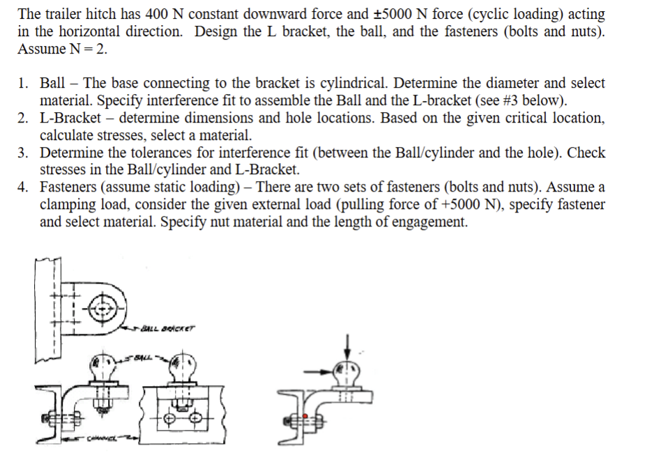 The trailer hitch has 4 0 0 N constant downward