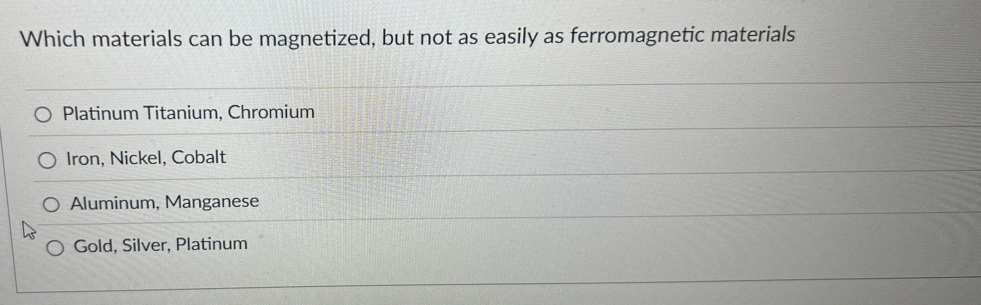 Which materials can be magnetized, but not as