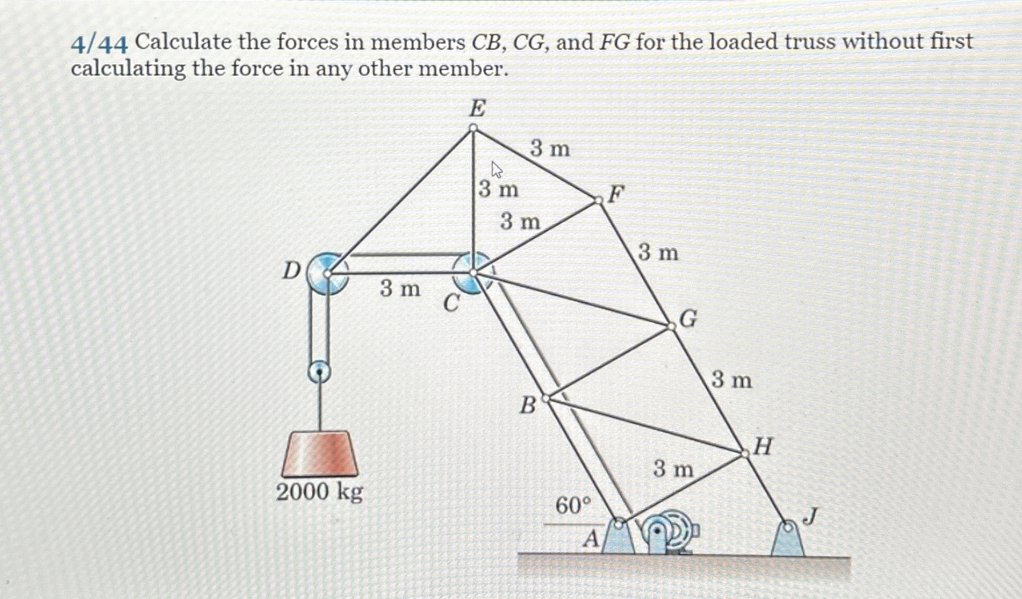 4 / 4 4 Calculate the forces in members C B , C G