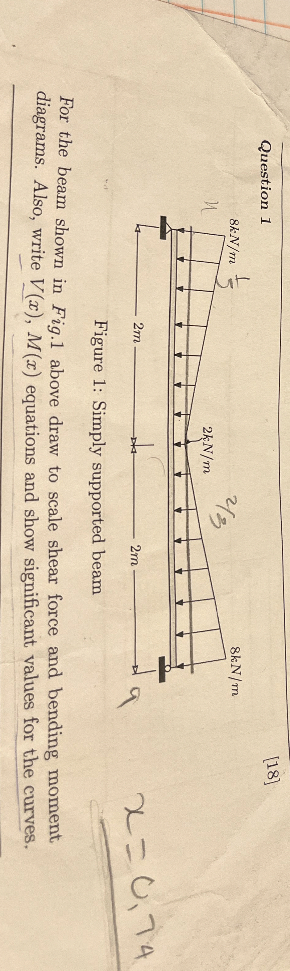 Question 1 [ 1 8 ] Figure 1 : Simply supported