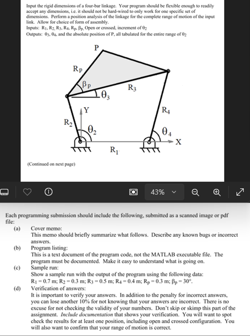 Write a program in MATLAB to perform position