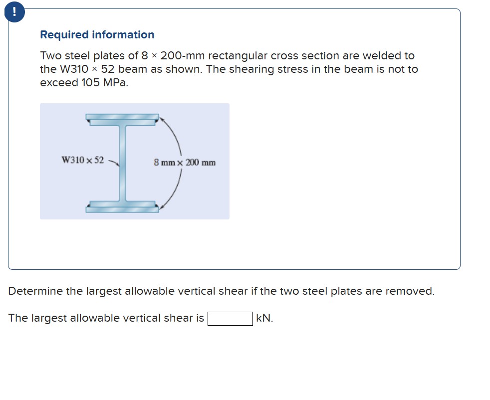 ! Required information Two steel plates of \ ( 8