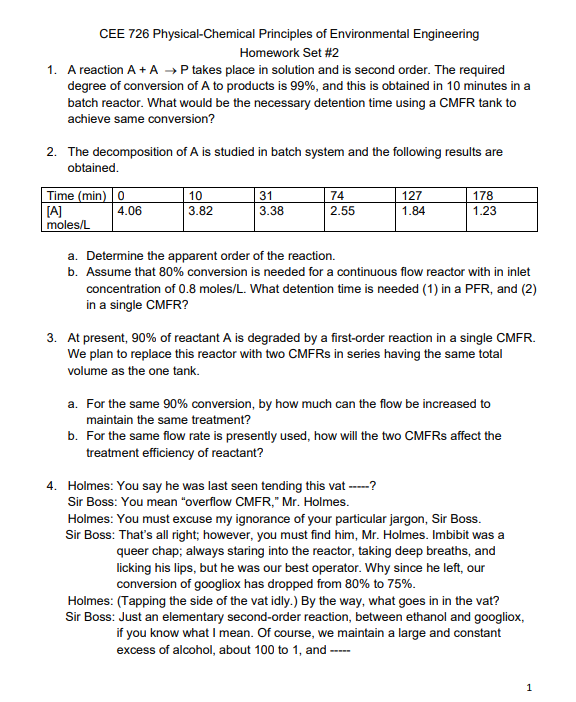 CEE 7 2 6 Physical - Chemical Principles of