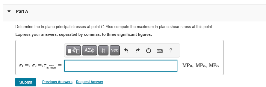 Part A Determine the in - plane principal
