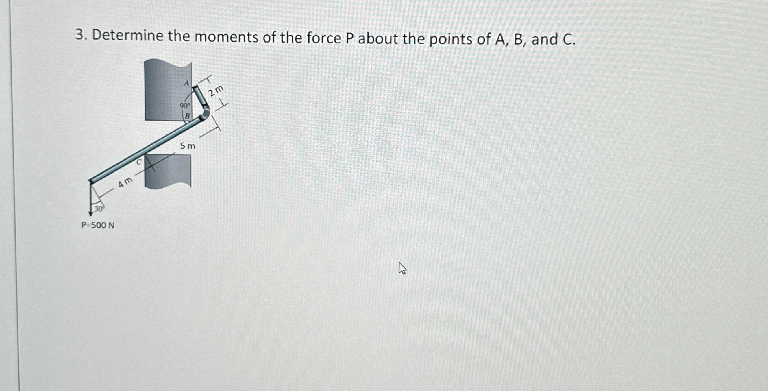 Determine the moments of the force P about the