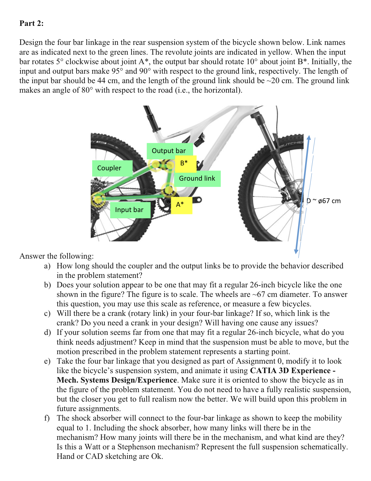 Part 2 : Design the four bar linkage in the rear