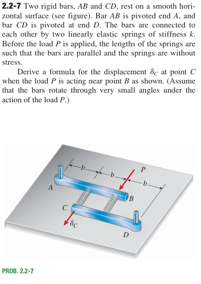 2 . 2 - 7 Two rigid bars, \ ( A B \ ) and \ ( C D