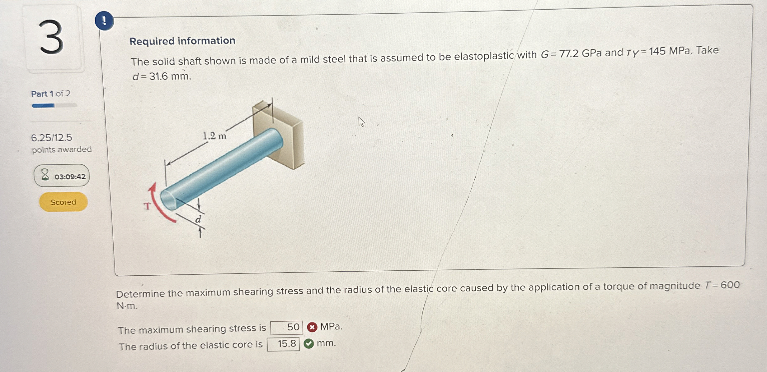 Required information The solid shaft shown is