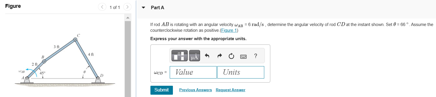 Figure Part A If rod AB is rotating with an