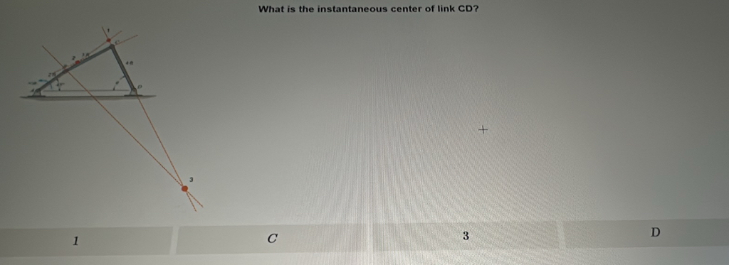What is the instantaneous center of link CD ? 1 C
