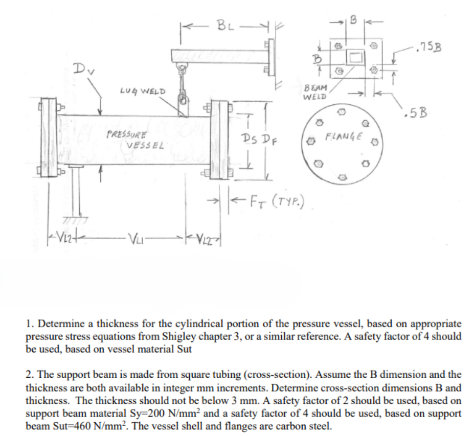 1 . Determine a thickness for the cylindrical