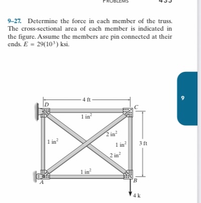 9 - 2 7 . Determine the force in each member of