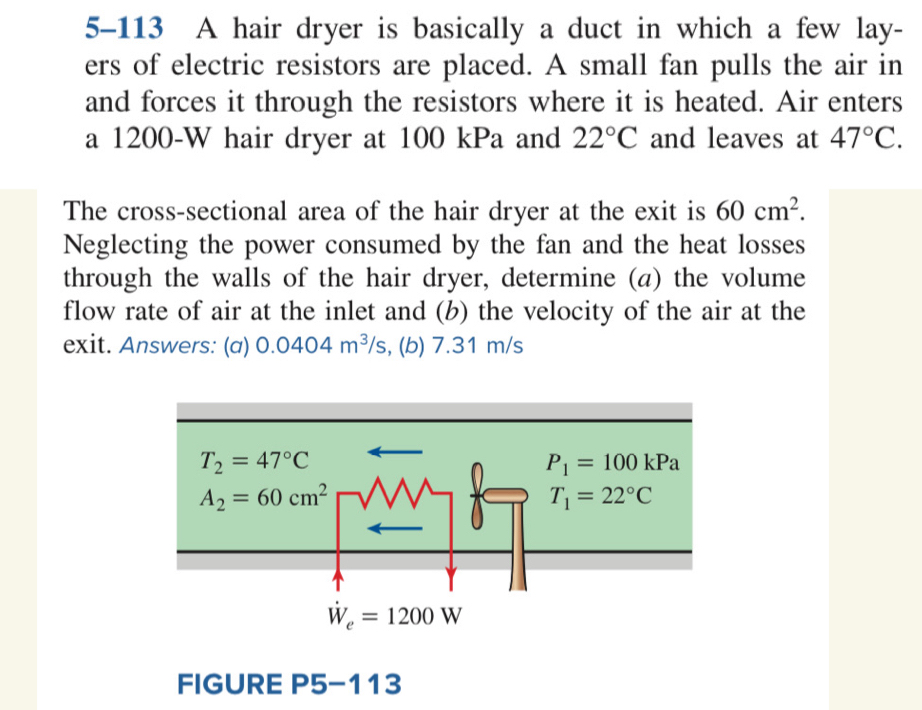 The cross - sectional area of the hair dryer at