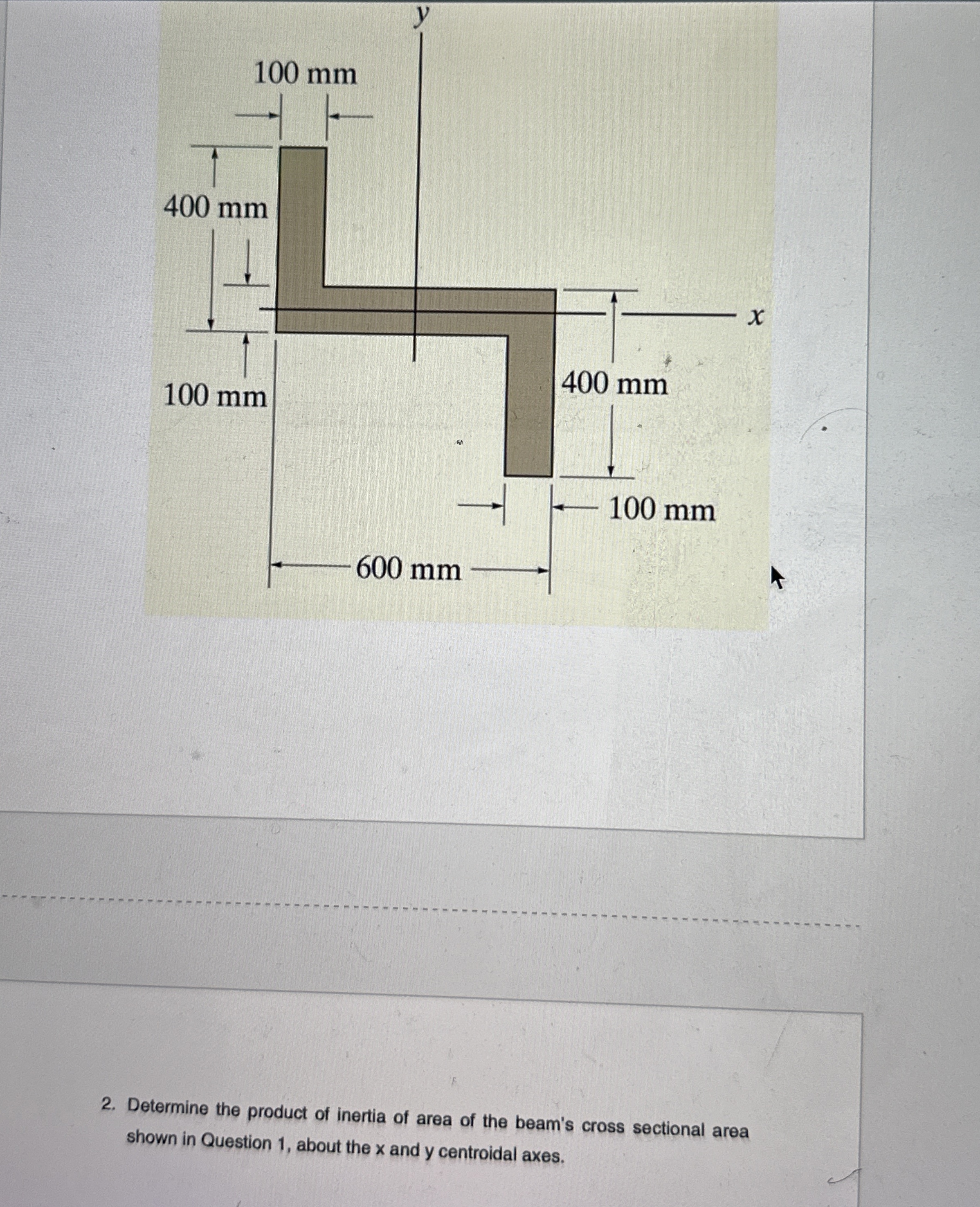 Determine the product of inertia of area of the
