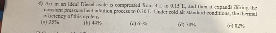 Air in an ideal Diesel cycle is compressed from 3
