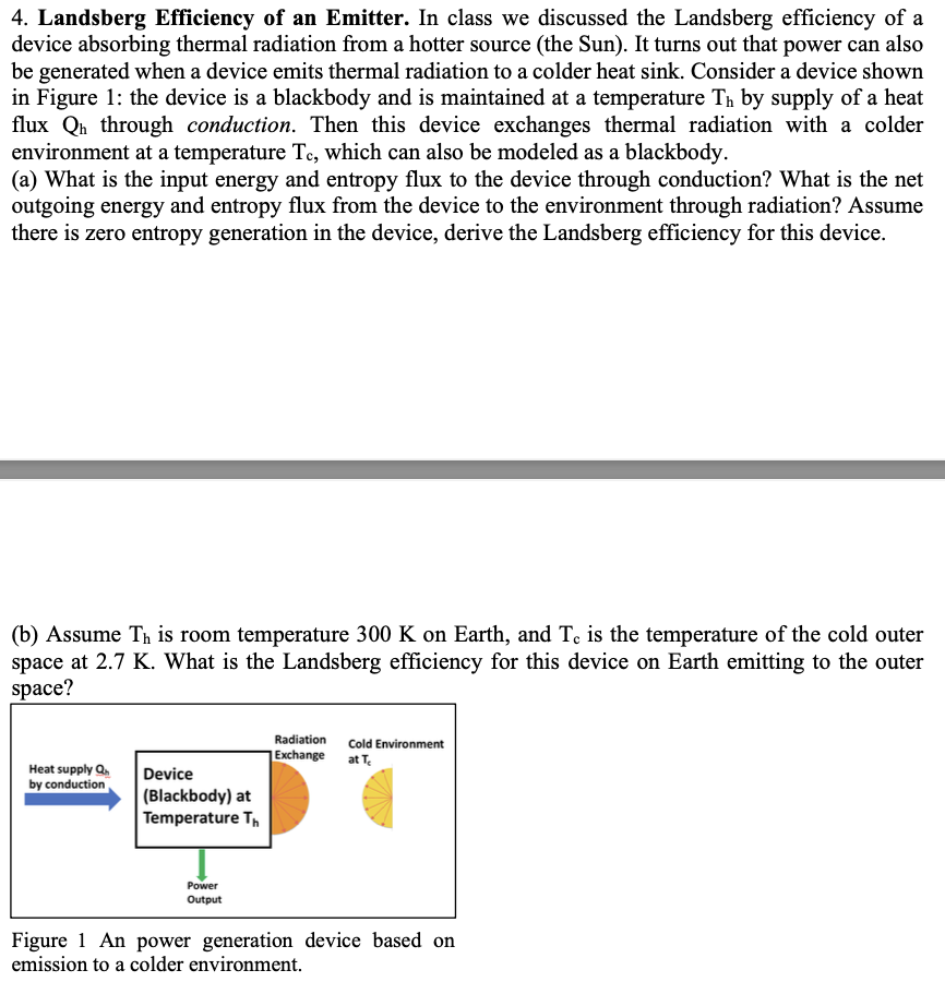 4 . Landsberg Efficiency of an Emitter. In class
